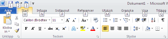 Fönstret Nytt i Word 2010.