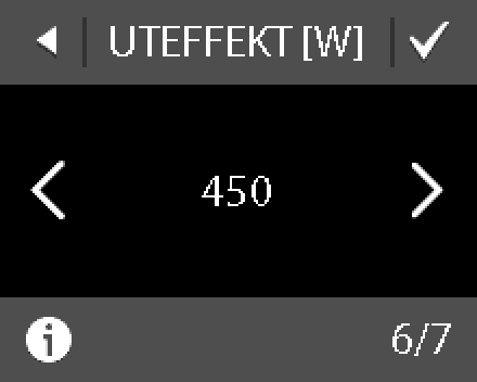 10. Använd pilarna < och > för att välja rumstyp. Tryck på för att bekräfta. 11. Använd pilarna < och > för att välja ungefärlig belastning på värmeelementet.