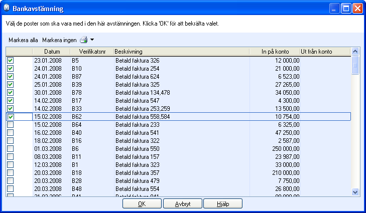 REDOVISNING Fälten under föregående kontoutskrift fylls i med information från systemet.