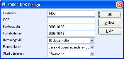 REDOVISNING Registrering av fakturainformation Vid registrering av både Ingående fakturor och Utgående fakturor kommer du att få upp ett separat fönster där du kan fylla i relevanta upplysningar.