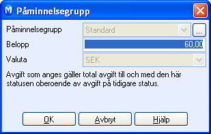 REDOVISNING Påminnelsegrupp I fliken Påminnelsegrupp kan du skapa nya och redigera befintliga påminnelsegrupper. Med hjälp av påminnelsegrupper kan du enkelt underhålla kundregistret med t.ex.