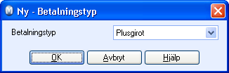 BETALNINGSUPPFÖLJNING 2. Klicka på knappen Inställningar till höger om kryssrutan Företaget använder elektronisk utbetalning. 3..Klicka Ny, välj Betalningstyp och klicka OK.