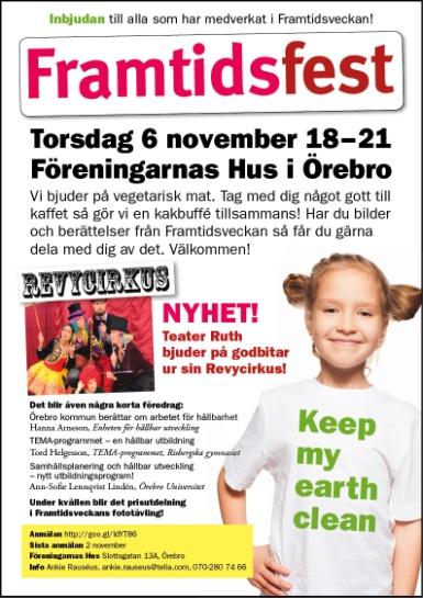 Några exempel var skördemarknad på flera platser, matföredrag, hållbarhetsmässa i Laxå, öppet hus i hem och bondgårdar, visningar och prova-på av olika verksamhet; äppelmustning, kubbhusbygge,