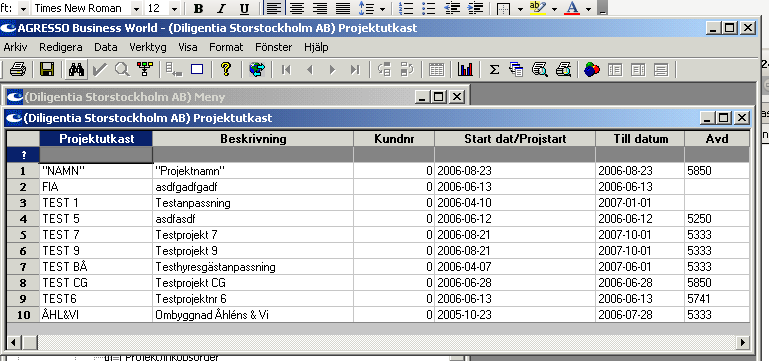 Manual Projektstyr Sidan 11 av 31 Registrera projekt (utförs av Projektcontroler) 4. 4. Logga in i Agresso på det bolag som avses och dubbelklicka på Projektutkast. 5.