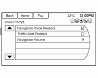 170 Navigation Röstprompt Radera sparade destinationer Guidningsvarningar I röstmeddelandemenyn kan du göra ändringar i röstmeddelandefunktionerna.