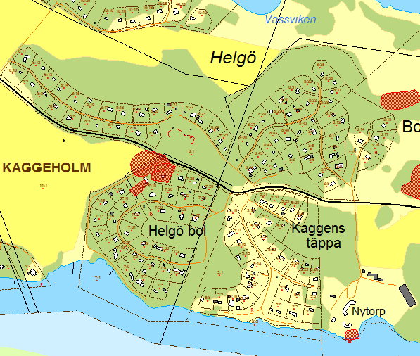 specialinventering som utförts på Helgö 2010, se röda markeringar enligt nedanstående karta.