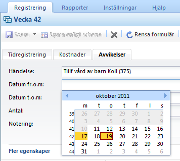 Produkt Version ida 13.4 11 (49) Detta meddelande visas i webklienten vid registrering av avvikelse där angiven datumperiod överskrider en löneperiod (brytdag).