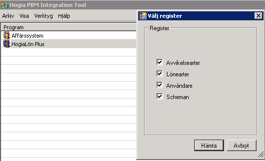 Produkt Version ida 13.4 37 (49) Hämta Görs registerförändringar i HogiaLön Plus alternativt i Affärssystemet kan dessa hämtas in i Integration Tool med automatik via schemalagda händelser.