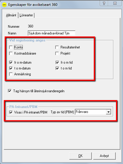 Produkt Version ida 13.4 40 (49) Avvikelsearter Visas i PA-Intranet/PBM Ovanstående markering gör att den aktuella avvikelsearten exporteras till Integration Tool i samband med att registret Hämtas.