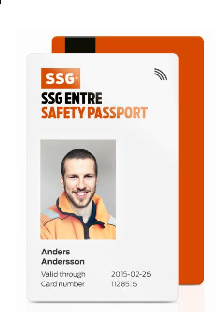 4 SSG ENTRE (Entrepasset) SAFETY PASSPORT Entrepasset gäller (tillsammans med ID-kort) på alla anslutna industrier Intyg på att entreprenören är insatt i anläggningarnas säkerhetskrav Namn,