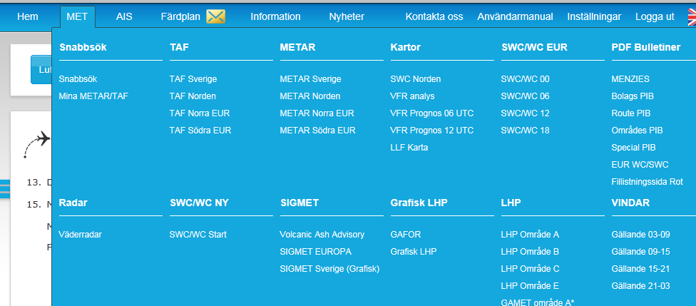 INSTRUKTION 2015-06-02 11:00 D 2010-002381 17(21) 5 MET Bild 5-1, Met 5.1 Snabbsök Inloggade användare har tillgång till snabbsök.