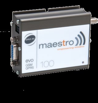 Maestro 100evo GSM modem EDGE GPRS Snabbfakta: EDGE klass 10 GPRS klass 12 GSM Plastkapsling Expansionsport Tilläggsmoduler Trådlösa modem för GSM och GPRS Maestro 100evo GSM/GPRS modem är ett