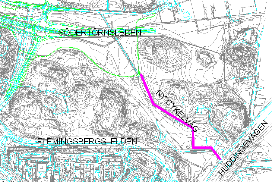 ARBETSOMRÅDE (Kartindex 114) Projektbeskrivning Gång- och cykelväg mellan Katrinebergsvägen och Huddingevägen Bakgrund I samband med utbyggnad av Södertörnsleden (delen Västra Botkyrkaleden) kommer