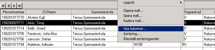 Utskrifter Det finns två olika sätt att få utskrifter ur Adela, direkt från tabeller eller via fasta rapporter.