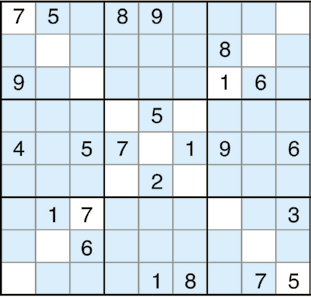 SUDOKU -X Ett vanligt sudoku - fast här ska även den långa diagonalen