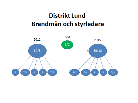 Här ovan syns bilden av hur organisationen kring projektets målbild skulle kunna se ut. I dagsläget finns 39 män och 3 kvinnor i de fem operativa schemalagen.