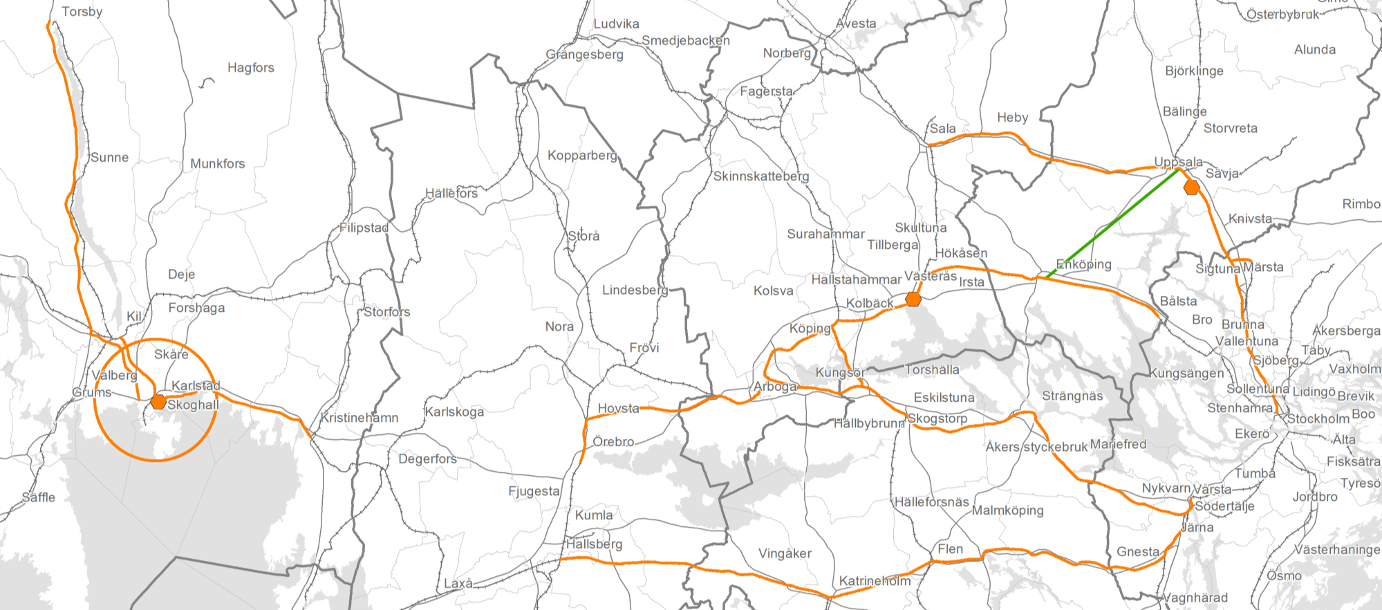 TRAFIKINVESTERINGAR UTANFÖR PLAN Region Mellansverige E45 Karlstad-Torsby Mötesseparera Rv 61-63, Karlstad till kommun-huvudorter Mötesseparera Arosstråket/Mälarbanan, Örebro-Västerås Nybyggnation