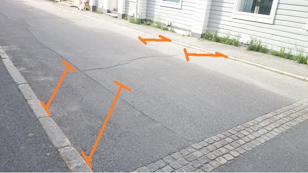 Cyklarna kan placeras enligt bild 20, där den orangea markeringen visar förslag på placeringen av cykelställ.