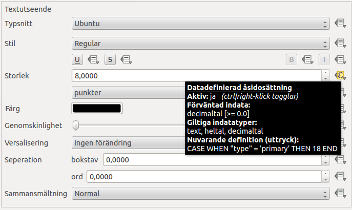 Åsidosätt standardinställningar för etiketter.