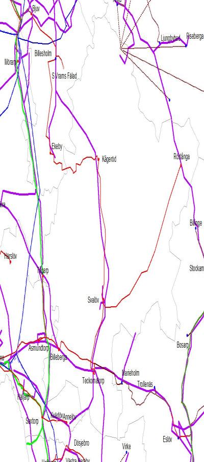 Exempel på alla fiberägares nät I kommunen En modell för beräkning av totalkostnad för utbyggnad av FTTH utarbetad av SkåNet har applicerats på Svalövs kommun.