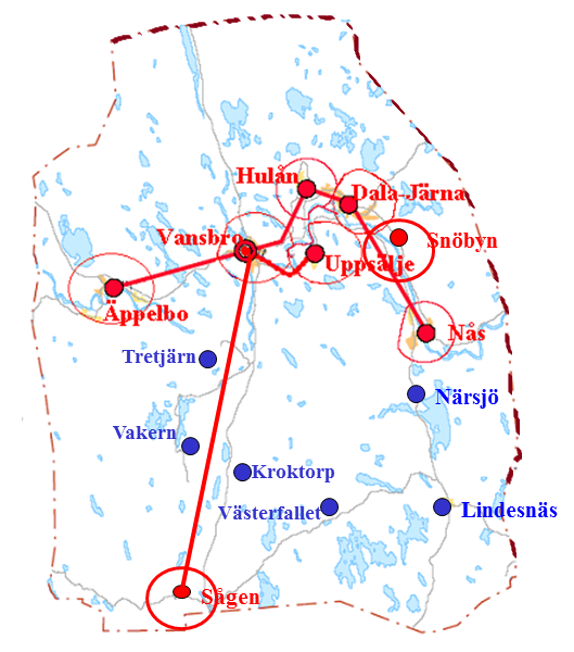 Nuläge i Vansbro kommun Vansbro kommun består av fyra tätorter och en rad mindre byar. I kommunen finns 6 780 invånare, boende i 3 100 hushåll.