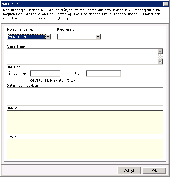 Primus Generell vägledning 19 Namn och ort registreras på samma sätt.