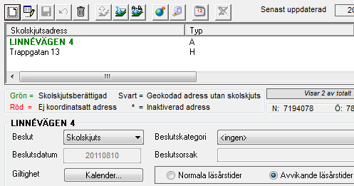 Anteckningar på elev. I denna version av Skolskjuts kan man nu ha tre olika typer av anteckning på en elev. Sedan tidigare kan man ha en anteckning på elevens skolskjutsadress.