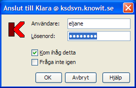 1 Inloggning Vid start av Klara visas först en inloggningsdialog.