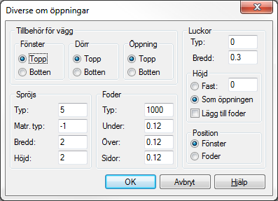 16 2014.02.21 Kapitel 3 Fönster och dörr Ändra Standardvärde för hela våningen. Om man vill kan man ändra standardinställningen för hela våningen.