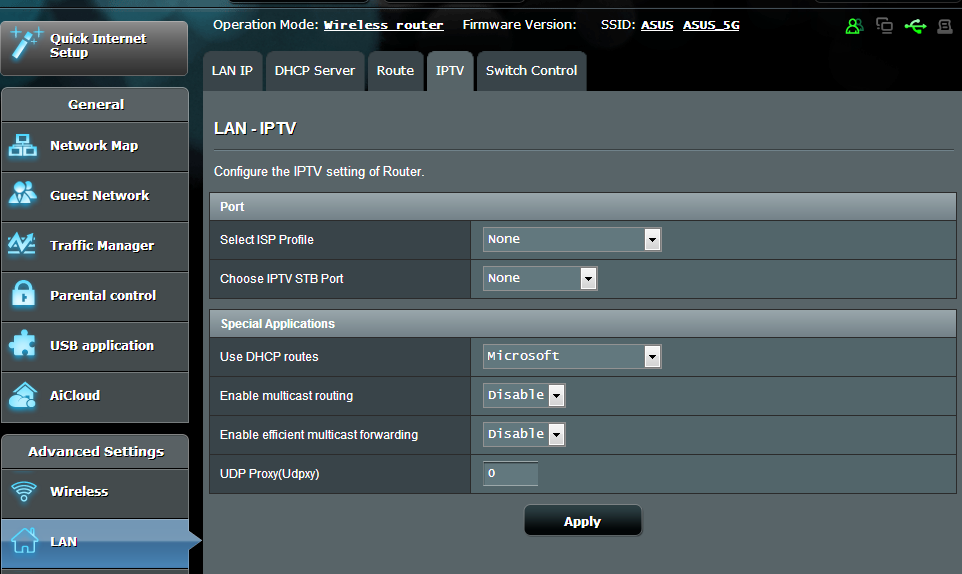 4.2.4 IPTV Den trådlösa routern stödjer anslutning till IPTVtjänster genom en ISP eller en LAN.