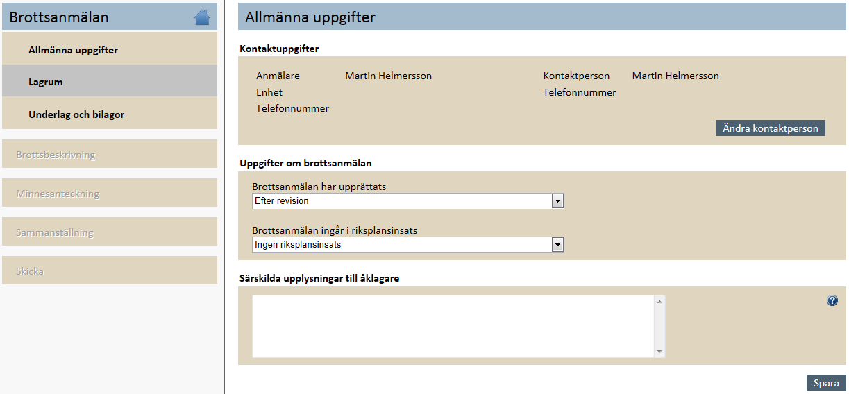 4.2.1 Användargränssnitt Användaren interagerar med det grafiska användargränssnittet. Här sker inmatning, överblick samt verifiering av data som matats in. Figur 4.