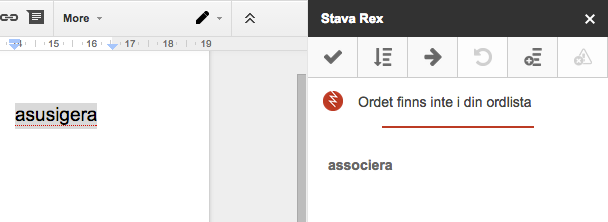 Stava Rex för Google Docs i korthet Stava Rex är ett tillägg (eng. add-on) till Google Docs som rättar stavfel och grammatik fel i svensk text.