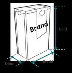 Figur 22 Om en artikel har mer än en möjlig framsida är det den högsta sidan, som är artikelns framsida. 2. Orientera artikeln för att bestämma höjd, bredd och djup Artikeln ska orienteras så att konsumentinformation, till exempel artikelns innehåll, kan läsas horisontellt.
