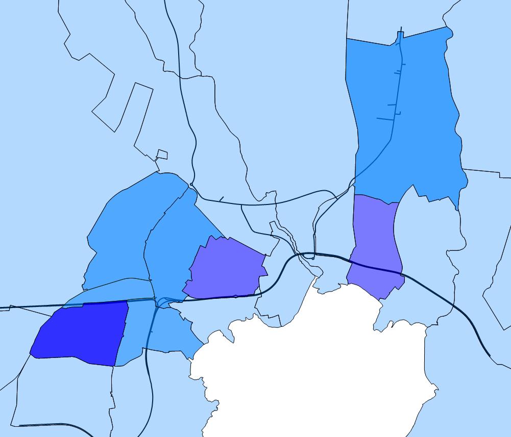 I området med högst andel ekonomiskt utsatta barn är det en hög andel arbetslöshet och hög andel utlandsfödda föräldrar.