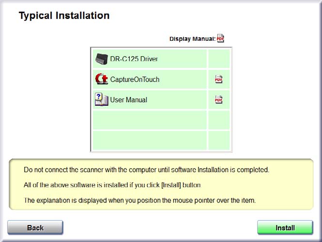 Installationsmenyn startar automatiskt när du sätter i skivan i enheten. (Kör setup.exe på skivan om menyn inte visas.