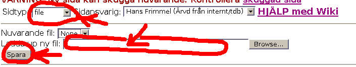 Lagra filer (exempelvis PDF). När du skapar en ny sida i wiki, kan du välja sidtyp. Väljer du typen fil, dyker en filväljare upp och du kan läsa in filen i wikisystemet.