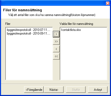 Namnsättningswizard För att underlätta leverans av textdokument finns det i Chaos en assistent för att kunna leverera textdokument som inte är namnsatta enligt Trafikverksstandard.