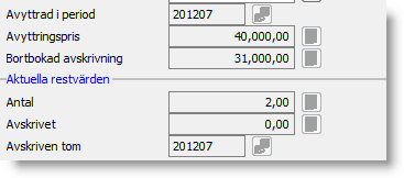 Återanskaffningsvärde Valfritt fält för att ange inventariens återanskaffningsvärde, används inte i någon beräkning.