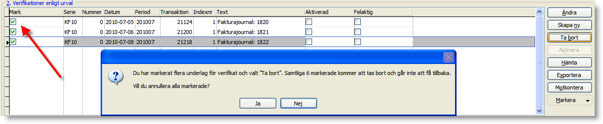 Skapa Ny För att skapa nya manuella verifikat. Nedan dialog visas, i denna går det att välja vilken serie man önskar bokföra i, det är alltså möjligt att bokföra på valfri serie.