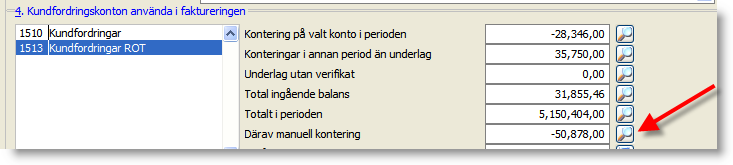 Underlag utan verifikat Visar summan av de fakturor som saknar verifikat i redovisningen. Detta uppstår till exempel om verifikationen i huvudboken tas bort.