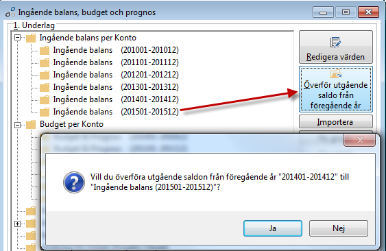 Överföring av utgående saldon till nytt år Vid nytt bokföringsår ska föregående års utgående saldo på respektive konto överföras till ingående balanser på det nya året.