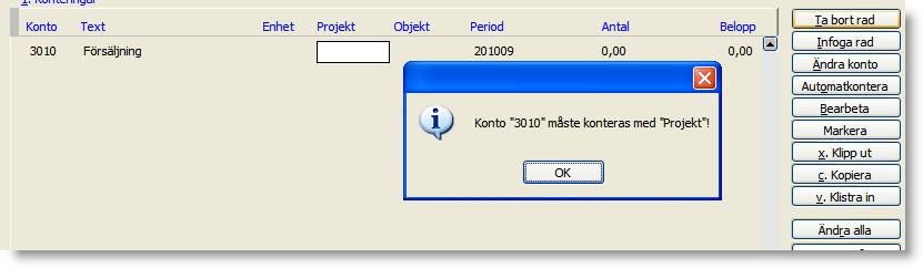 Transaktionsnummer Behöver normalt inte anges då systemet automatiskt tilldelar verifikationen nästa lediga transaktionsnummer.