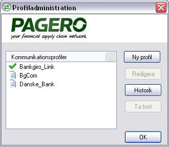 vilken profil den inloggade användaren använde senast och startar programmet med den profilen när användaren loggar in. Pagero BgCom kan innehålla flera olika profiler.