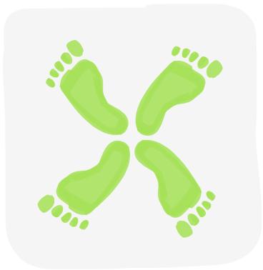 Fötterna ansåg projektgruppen illustrera aktivitet och rörelse, som ofta sker med hjälp av just fötter.