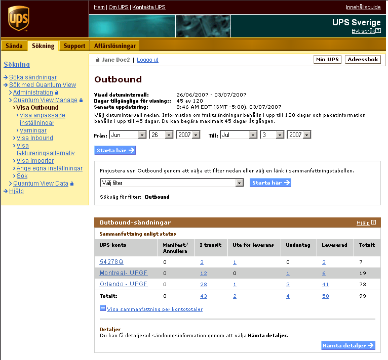 Vyer Vyer Quantum View Manage har fyra standardvyer.