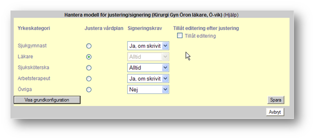 40 Prator - Admin 5.0.0 - Hur länge information får tillföras till en vårdplan efter justeringen för respektive yrkeskategori.