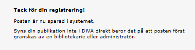 15. Granska/Publicera: De uppgifter som är ifyllda visas så att du kan kontrollera att det blev rätt.