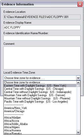 FTK Time Zone Settings FTK requires selection of a time zone for any FAT volume FAT times are converted to GMT in the case