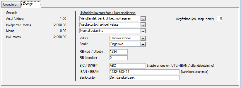 Registera leverantör Leverantörsreskontra Registervård - Leverantörer När leverantören registreras måste land anges. Översikt med F4.