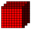 3(31) Figur 3: De röda cirklarna representerar en vertex i en kub. Figur 4: Varje liten fyrkant representerar en pixel och presenterar tillsammans en kub i 2D.